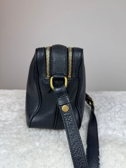 PRADA Double Zip Camera Vitello Daino Black