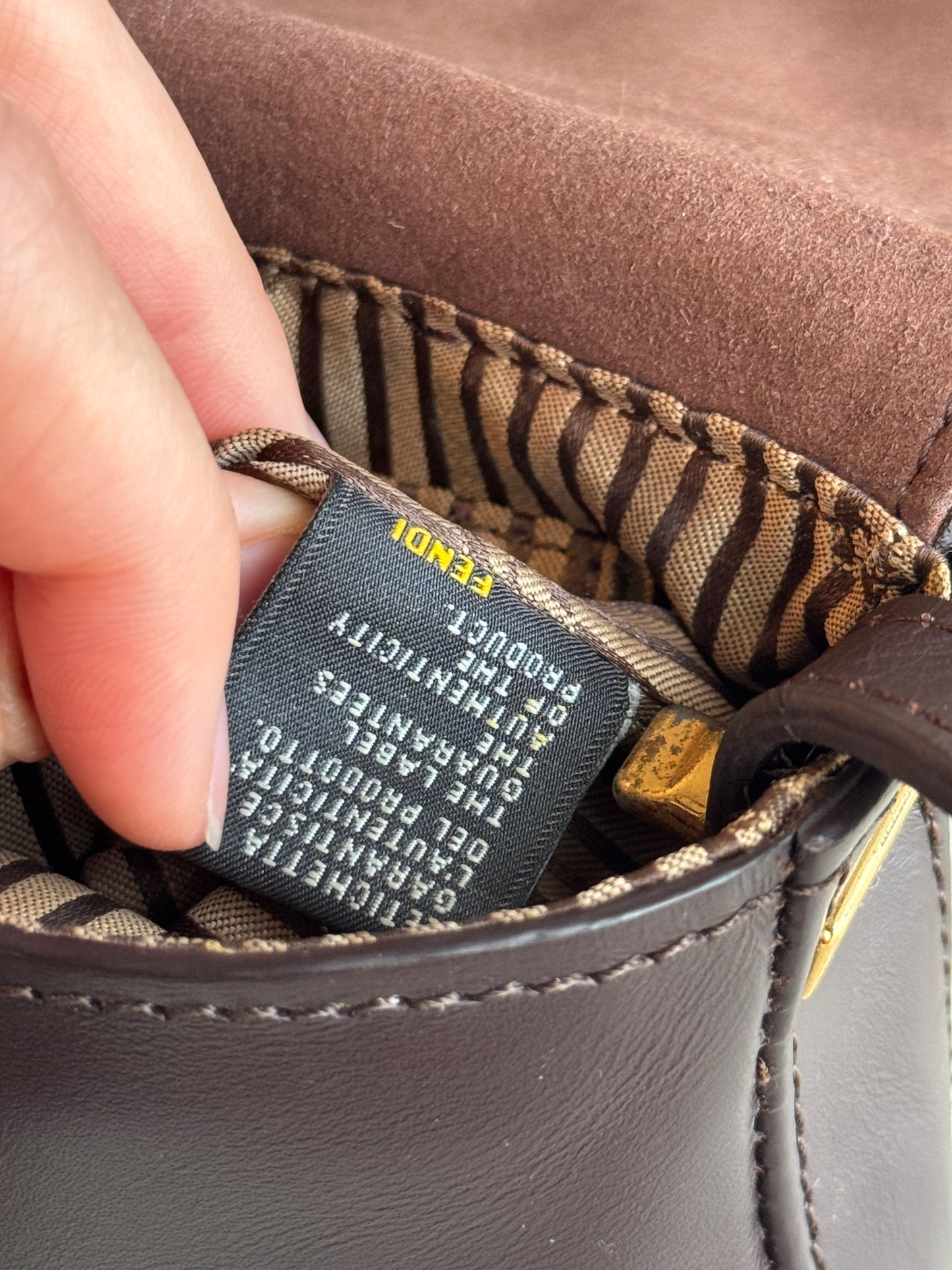 FENDI Chameleon Mini Crossbody Leather Dark Brown