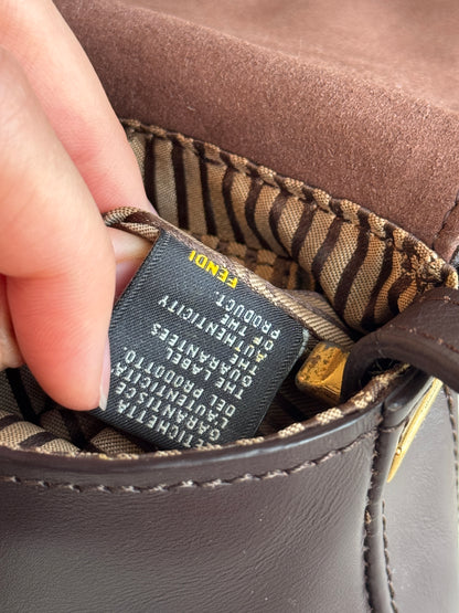 FENDI Chameleon Mini Crossbody Leather Dark Brown