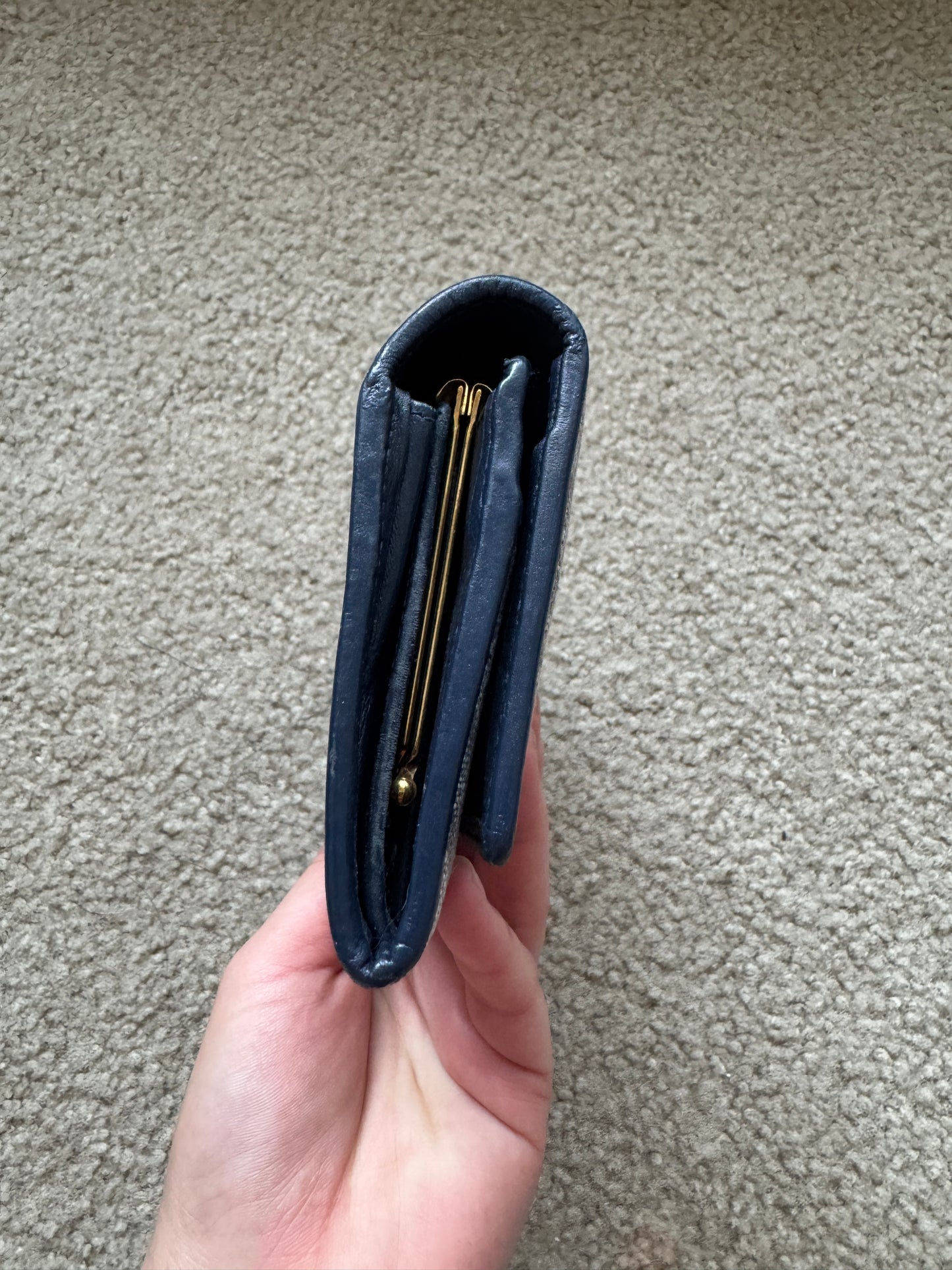 Christian Dior Trotter long wallet in navy blue Monogram