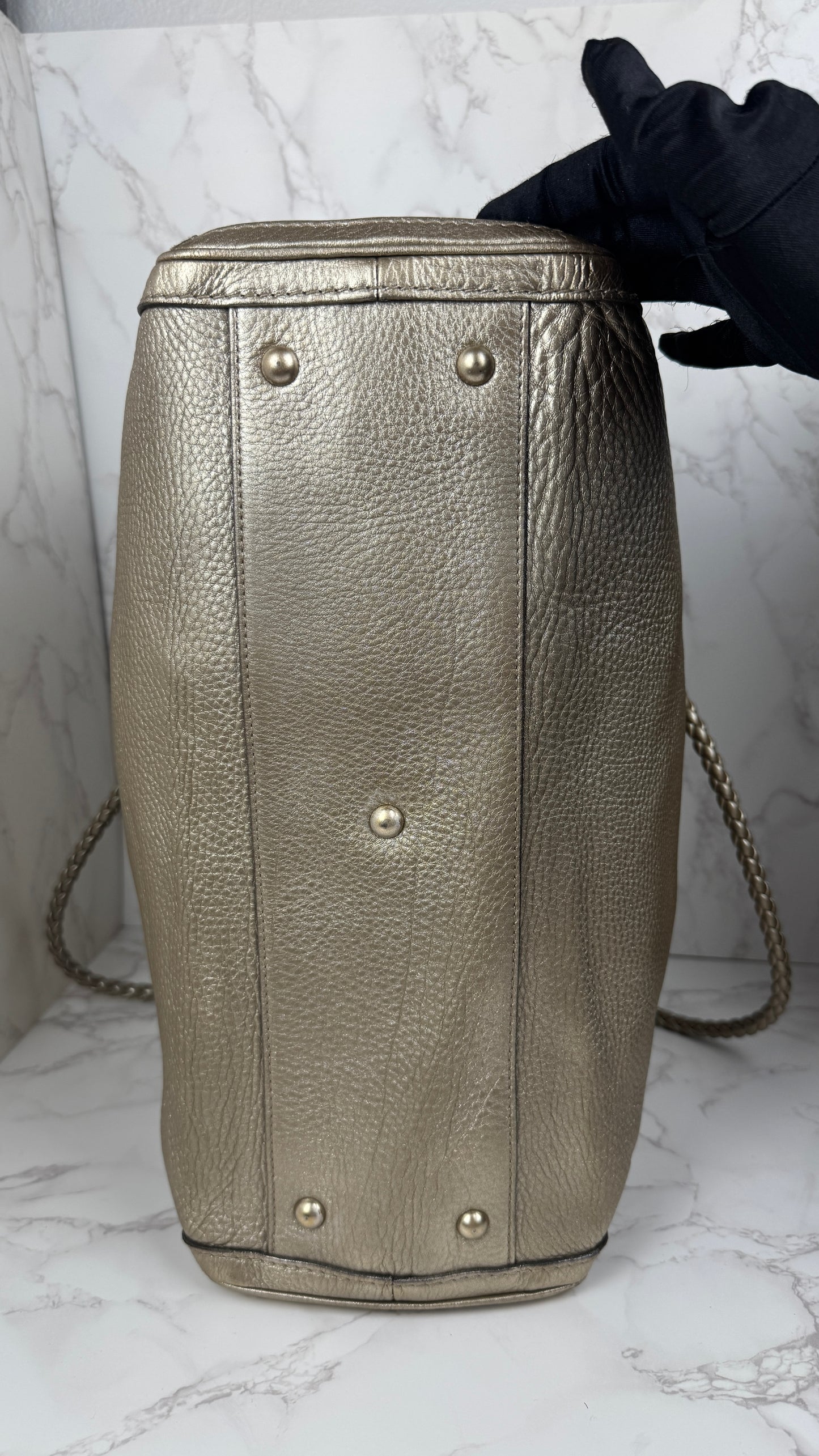 Gucci Bella Metallic Leather Tote Bag