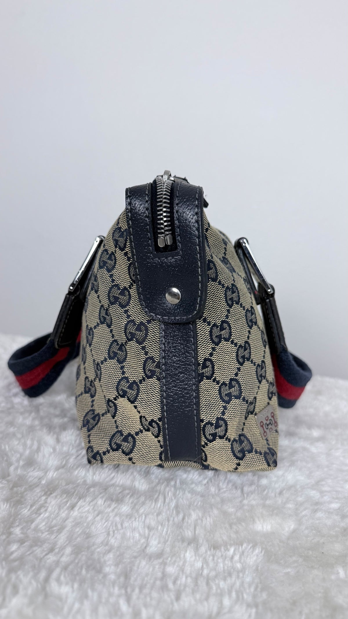 GUCCI Web Boston Pop GG Canvas Navy