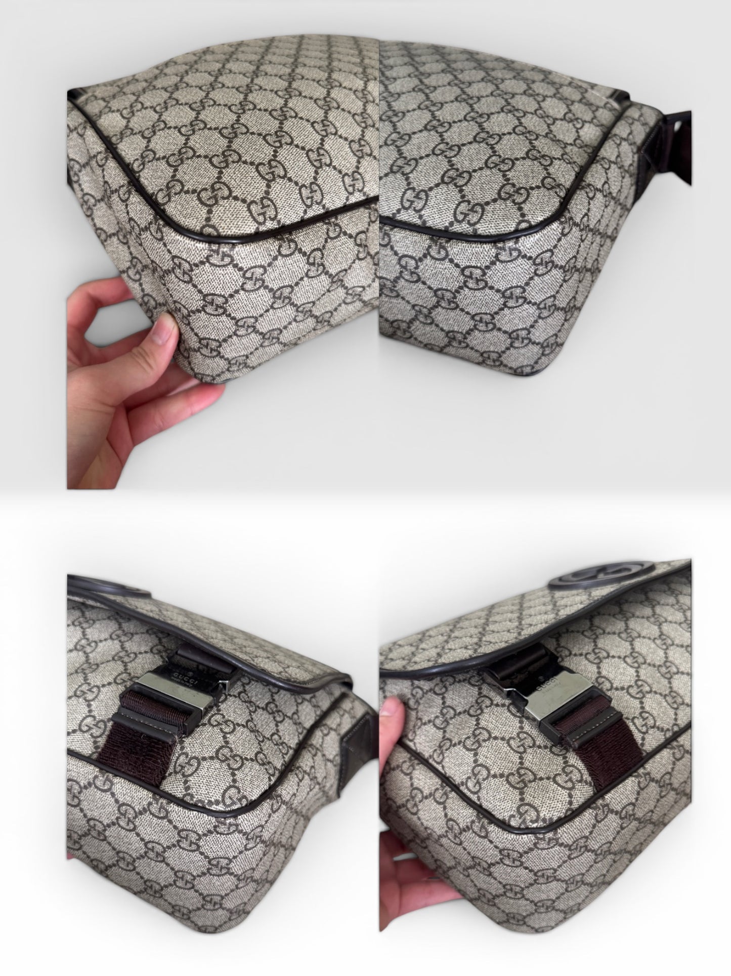Gucci Interlocking G Buckle Messenger Bag GG Coated Canvas Medium👜