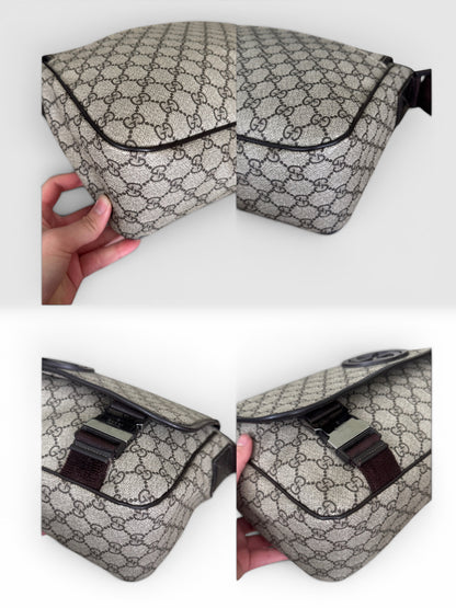 Gucci Interlocking G Buckle Messenger Bag GG Coated Canvas Medium👜