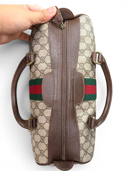 Gucci Vintage Web Stripe Coated Canvas Brown