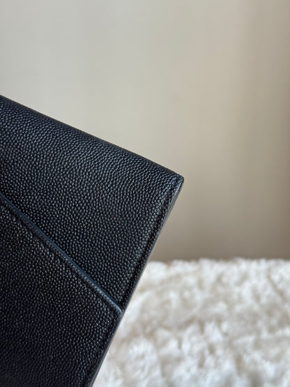 SAINT LAURENT Uptown Chain Wallet Caviar Leather bLack