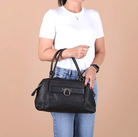 Salvatore Ferragamo Noah Gancio Lock Leather Shoulder bag