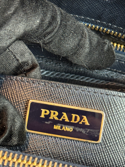 Prada Vernice Medium Open Promenade tote Navy Black
