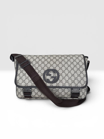 Gucci Interlocking G Buckle Messenger Bag GG Coated Canvas Medium👜