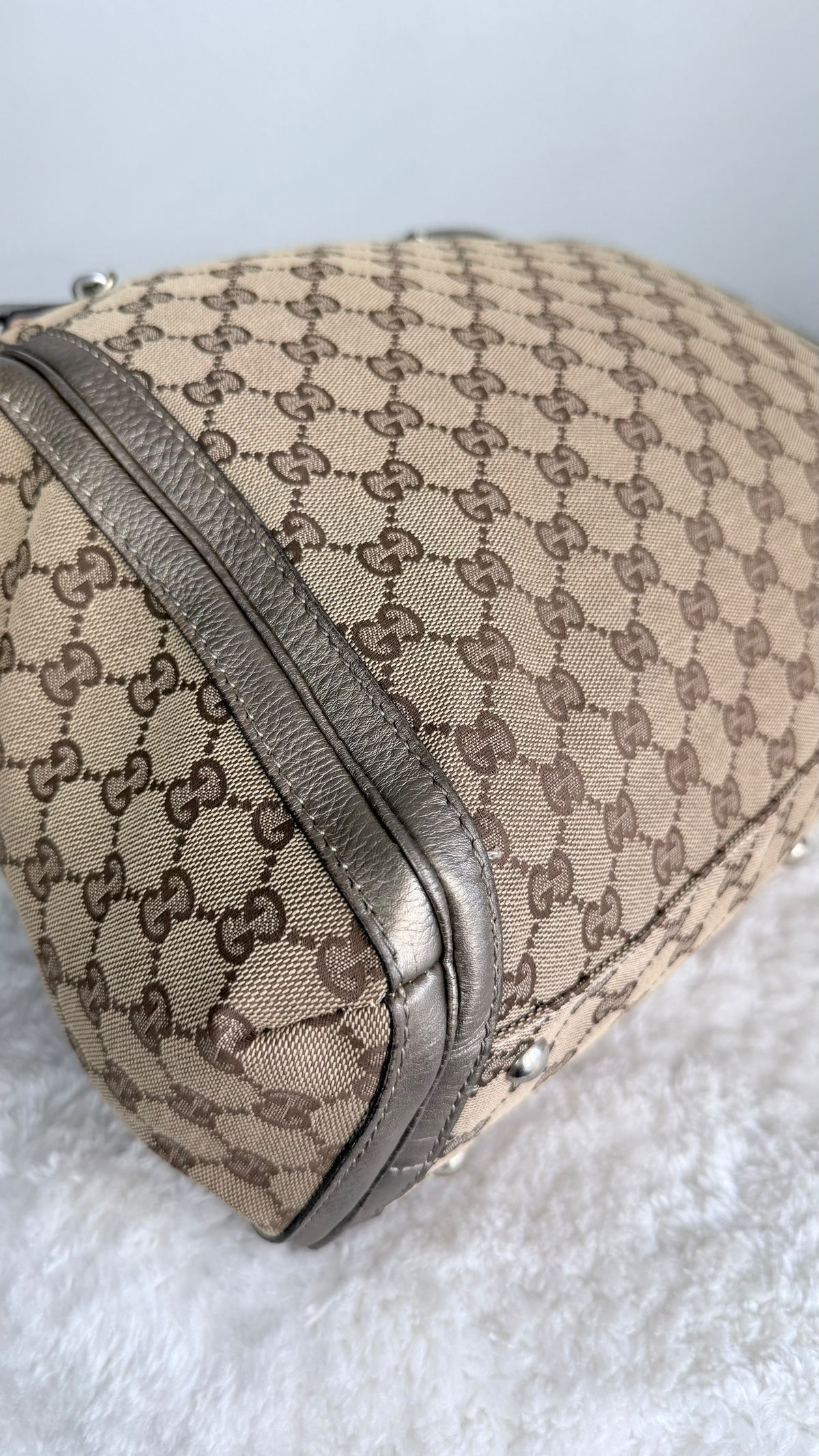 GUCGI Bella Tote GG Canvas Handbag with strap Gold