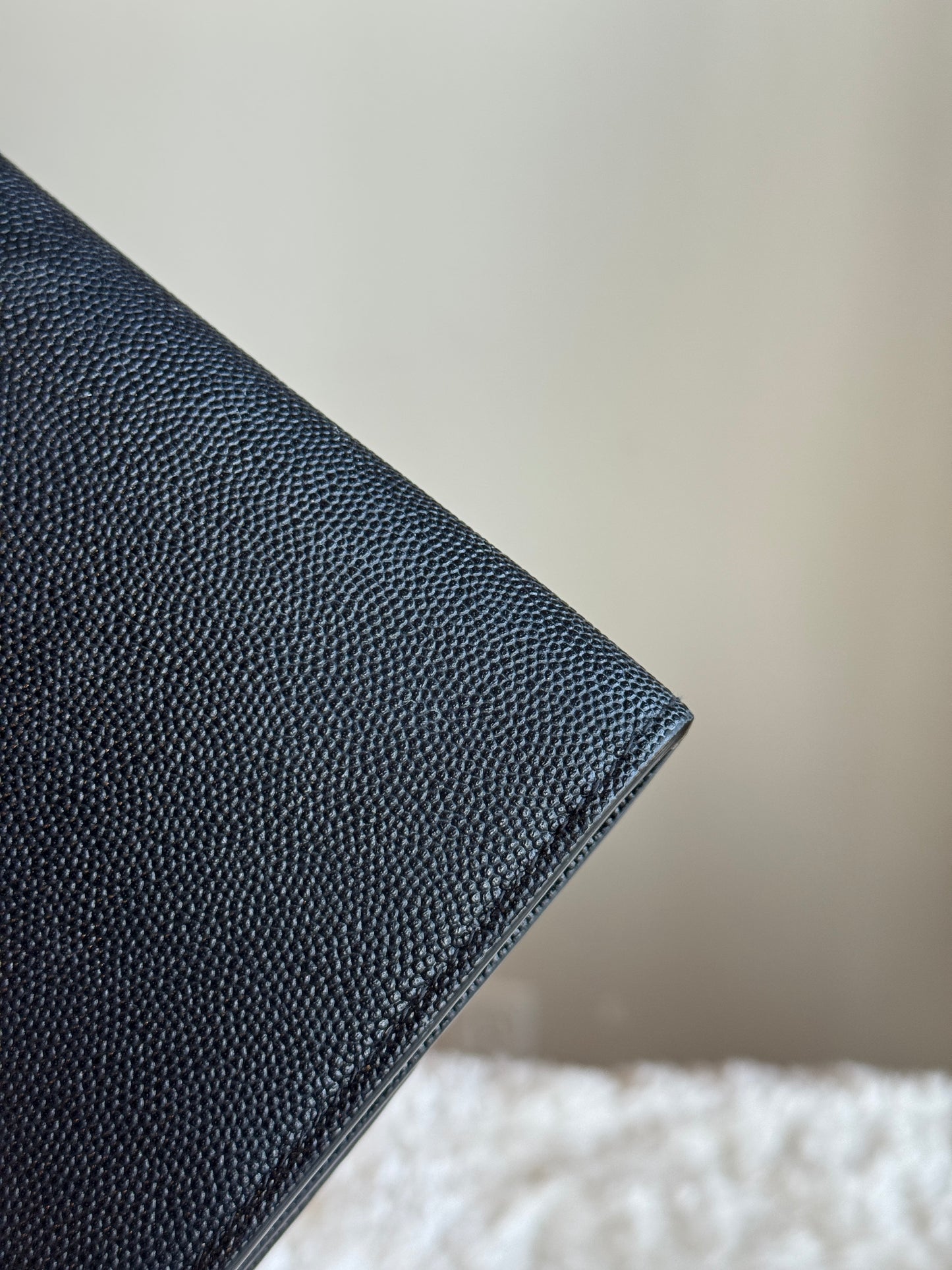 SAINT LAURENT Uptown Chain Wallet Caviar Leather bLack