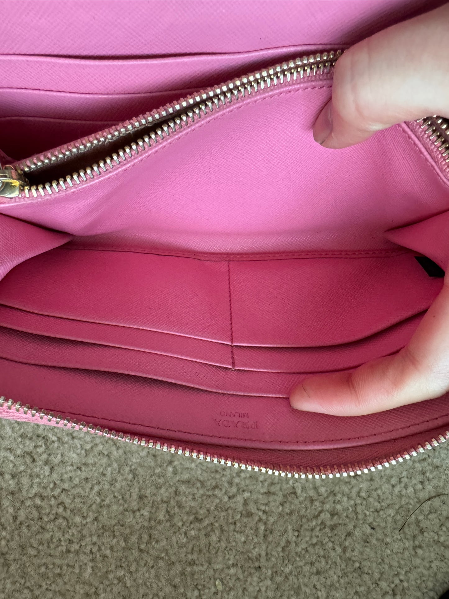 Prada saffiano zippy pink