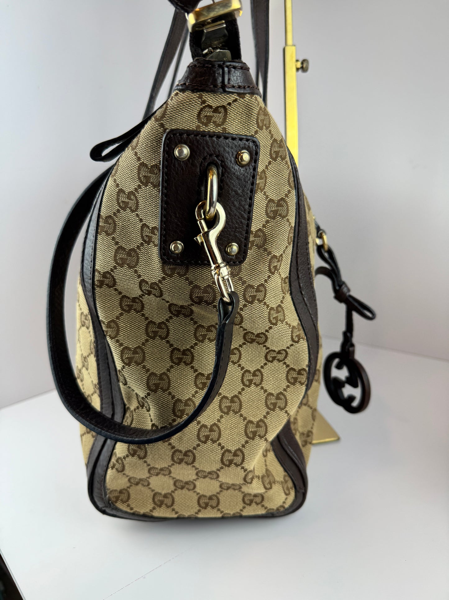 Gucci GG Charm Convertible Tote GG Canvas Brown