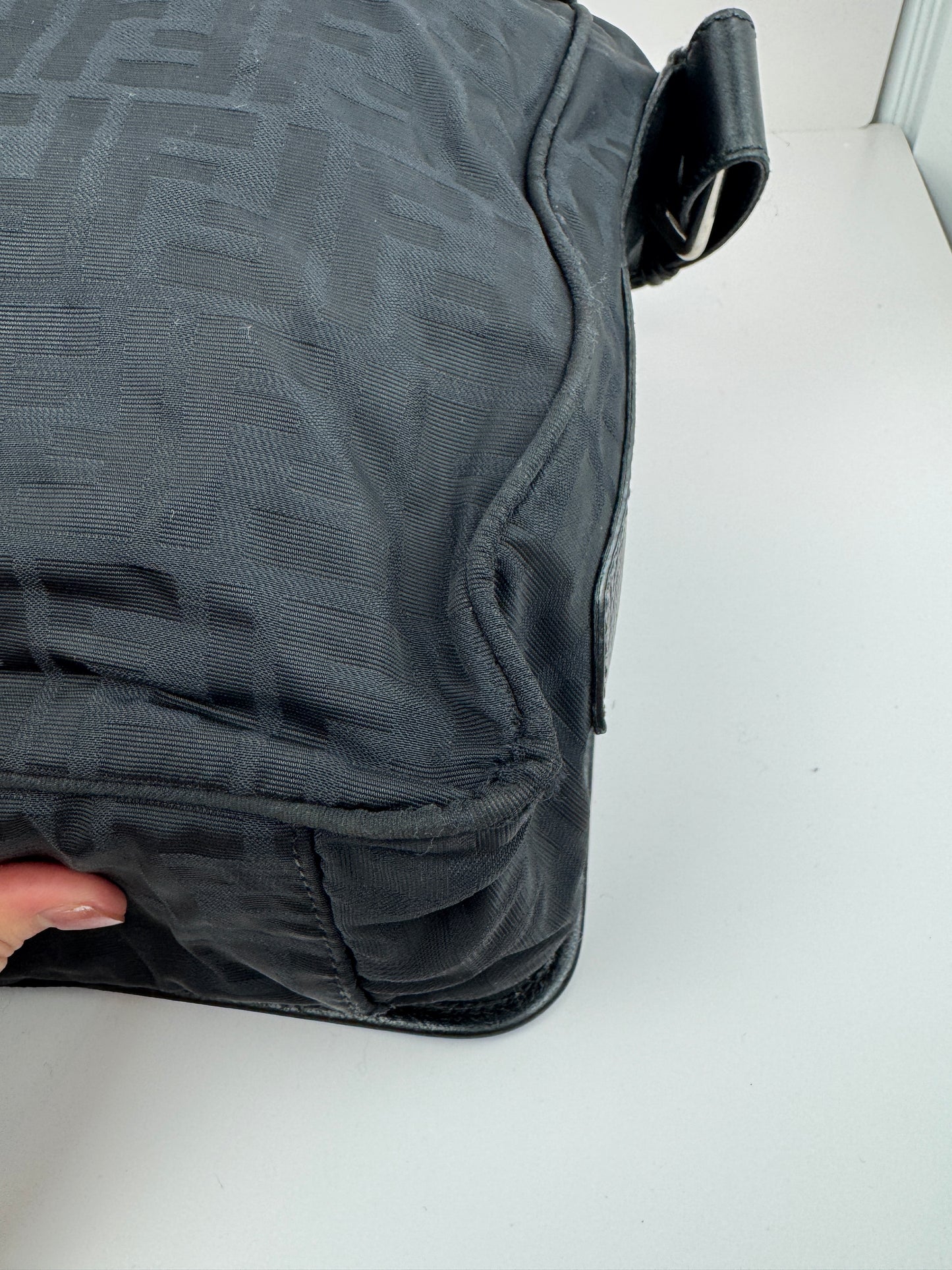 Fendi Zucca Flap Messenger Black