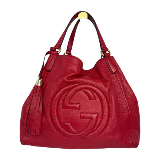 Gucci Red Soho pebbled leather hobo with tassel
