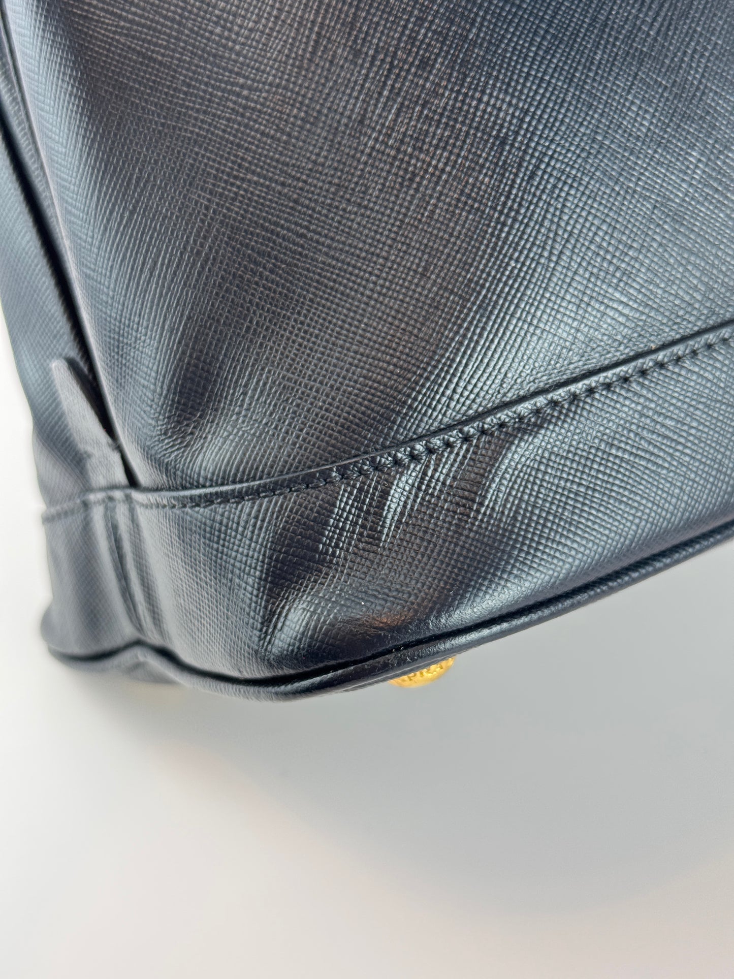 Prada Vernice Medium Open Promenade tote Navy Black