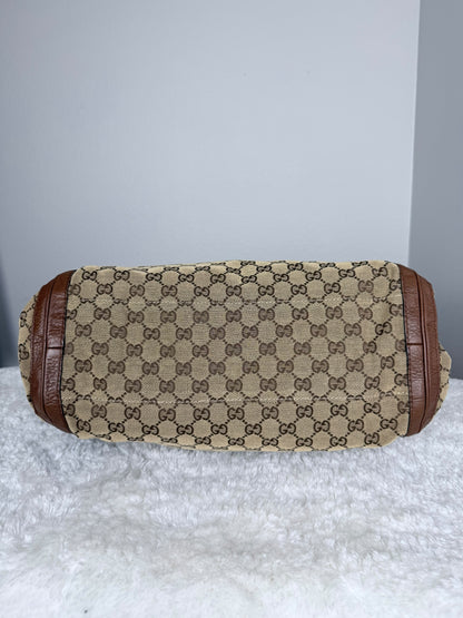 GUCCI Bella GG Canvas Handbag Brown