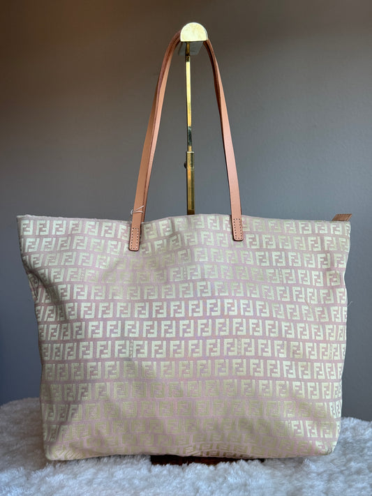FENDI Zucca Tote FF Canvas Pink