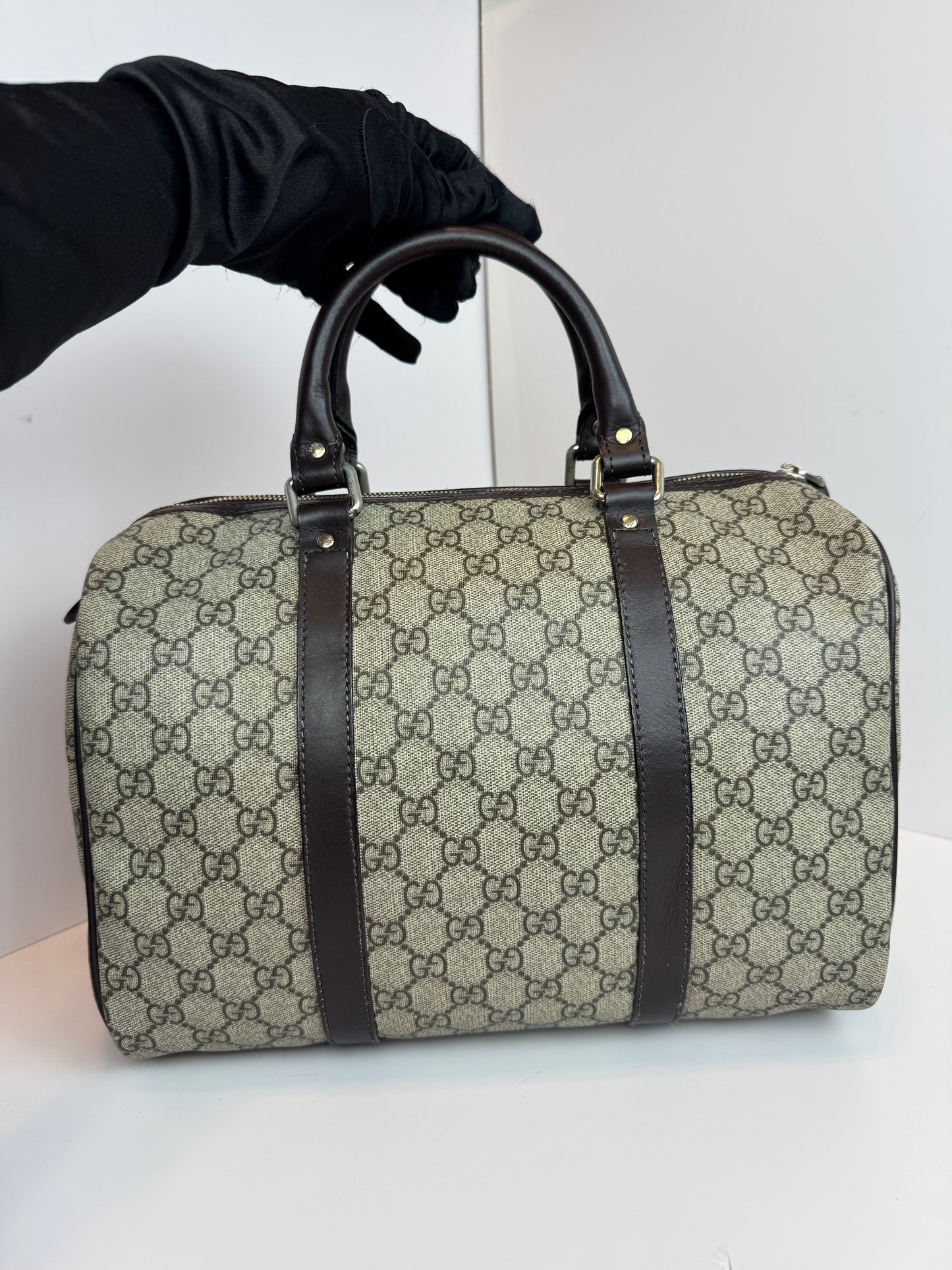 GUCCI Joy Boston GG Coated Canvas Brown