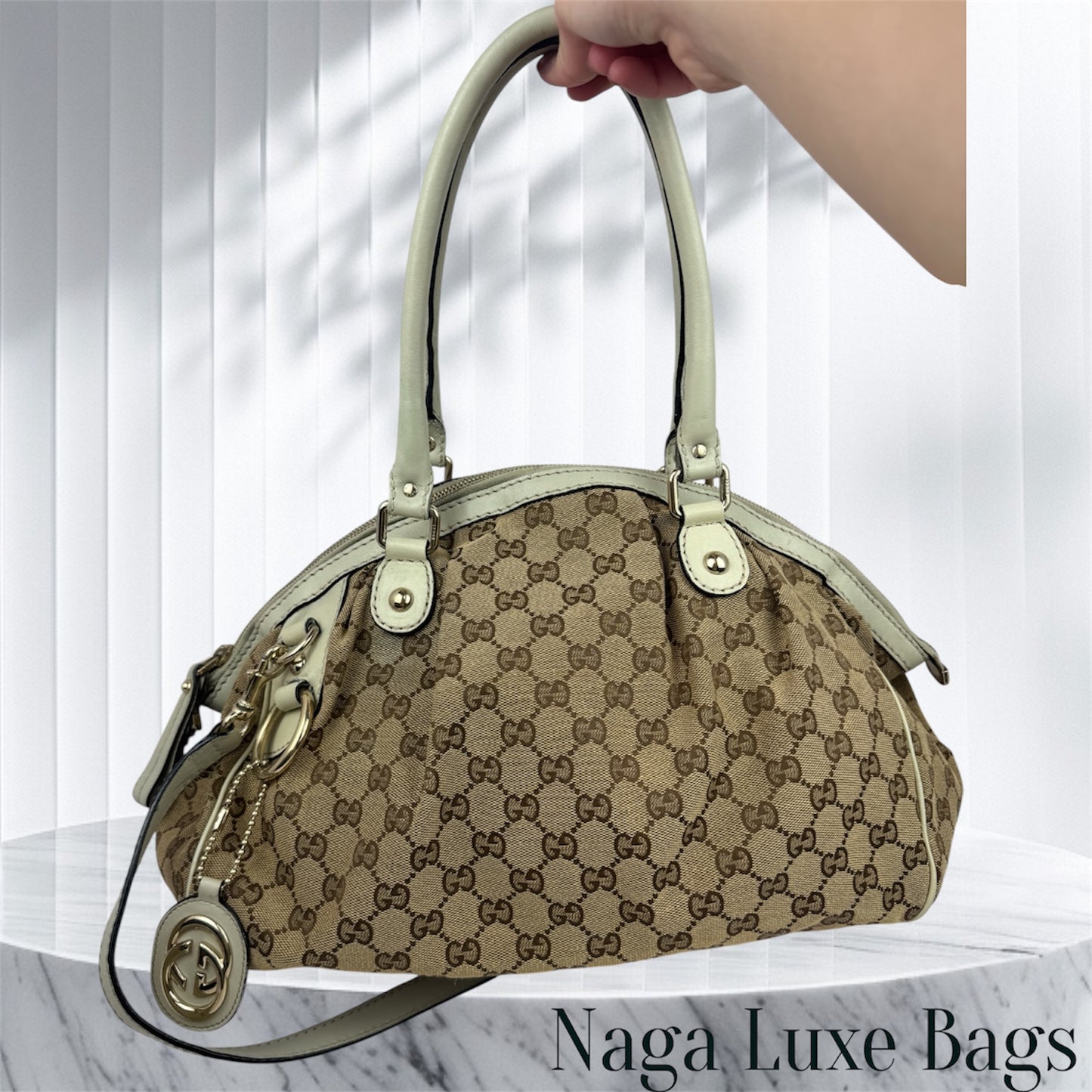 Gucci Sukey Boston GG Canvas White