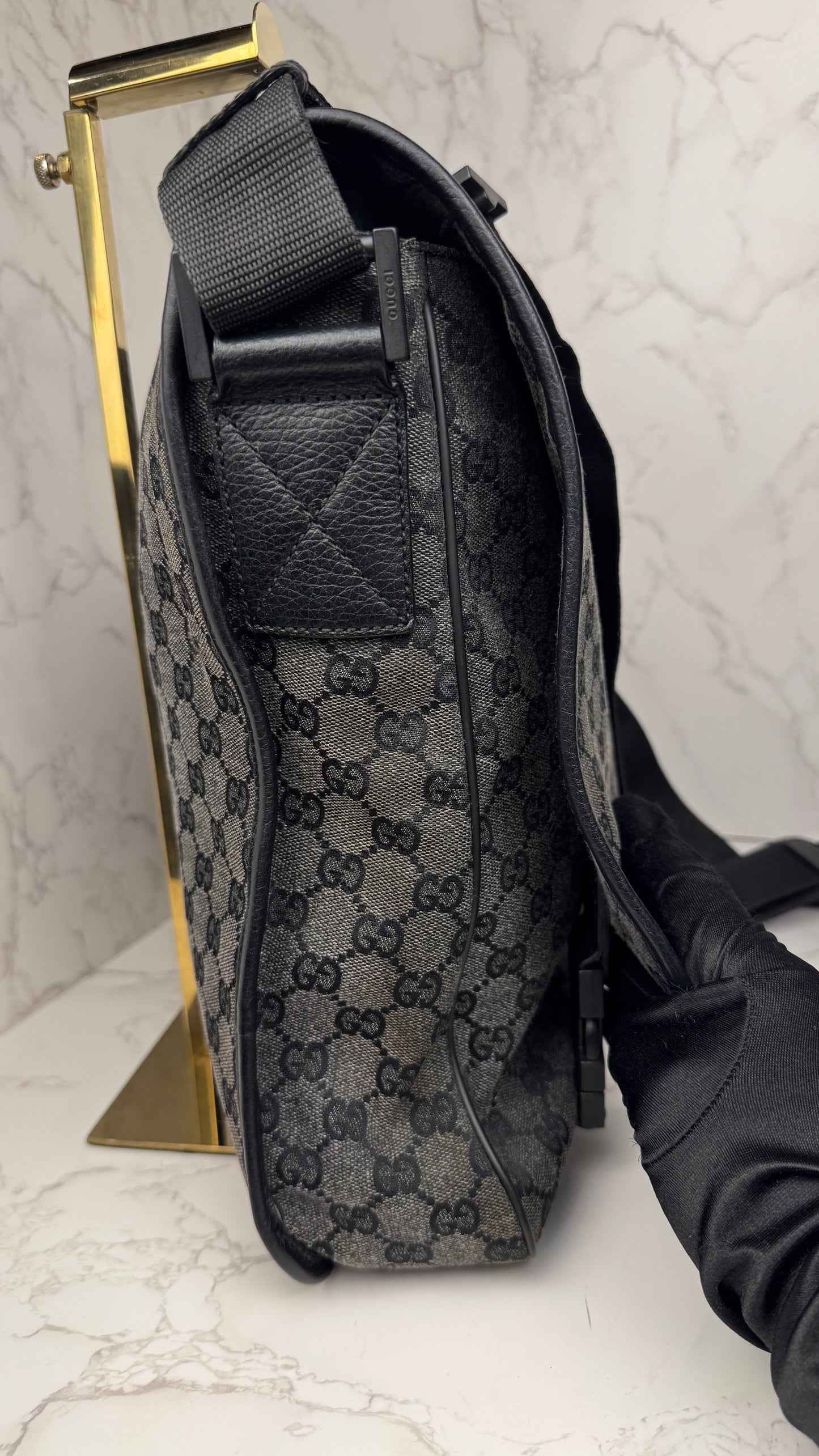 Gucci Denim Hysteria Double Buckles Messenger