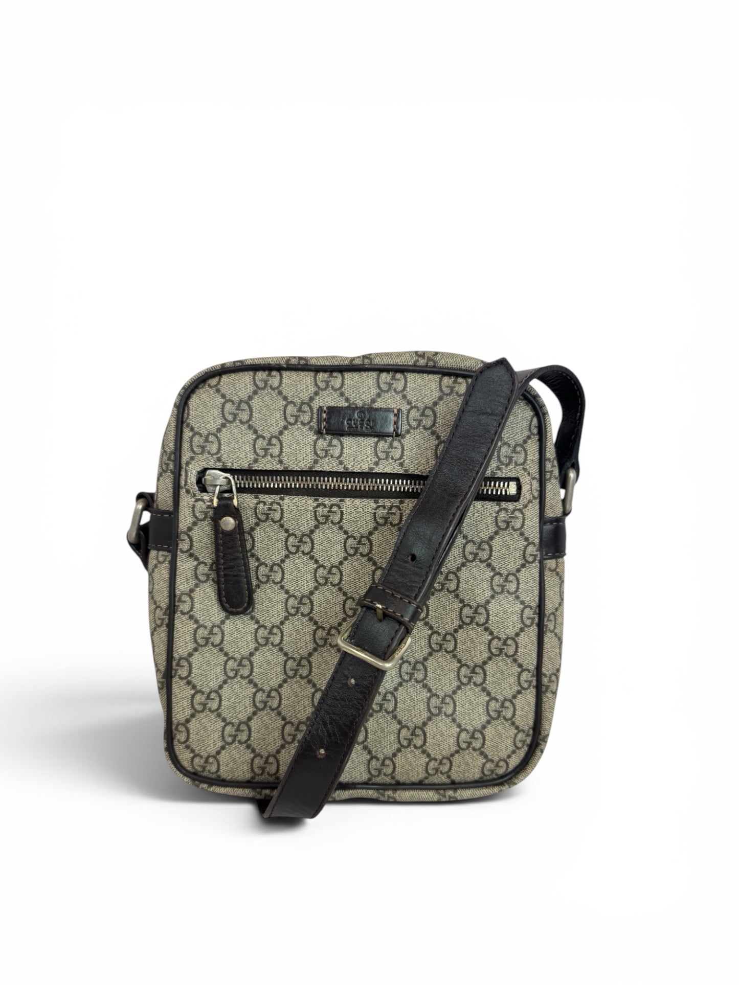 GU19👜 Gucci Mini Front zip Crossbody GG Supreme Coated Canvas (COA included)