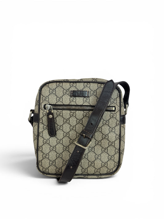 GU19👜 Gucci Mini Front zip Crossbody GG Supreme Coated Canvas (COA included)