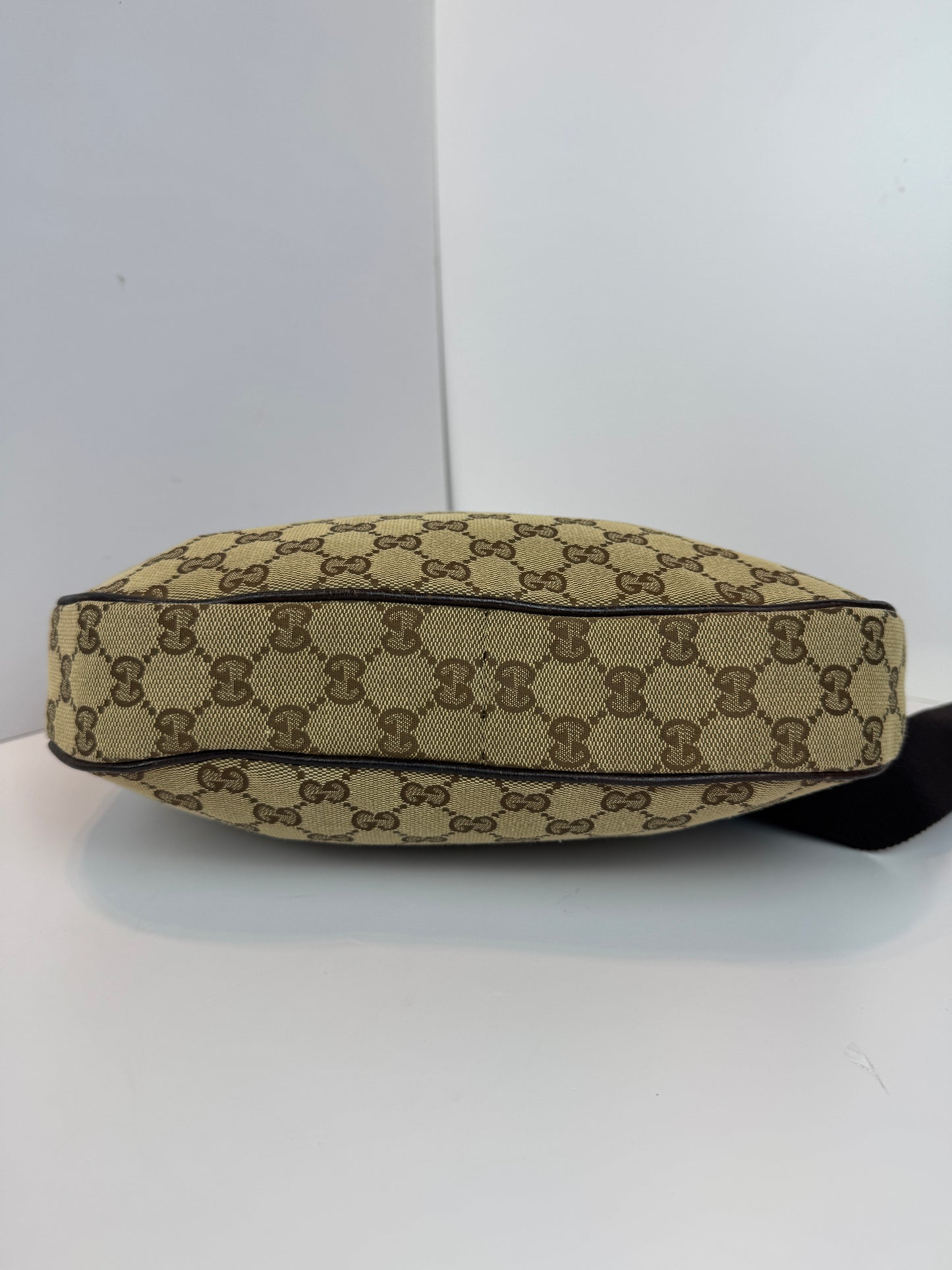 GUCCI Hobo Halfmoon Double Button GG Canvas Brown