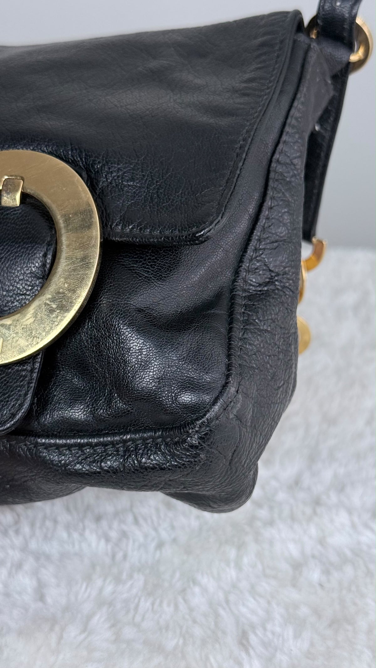 FENDI shoulder FF Leather Black