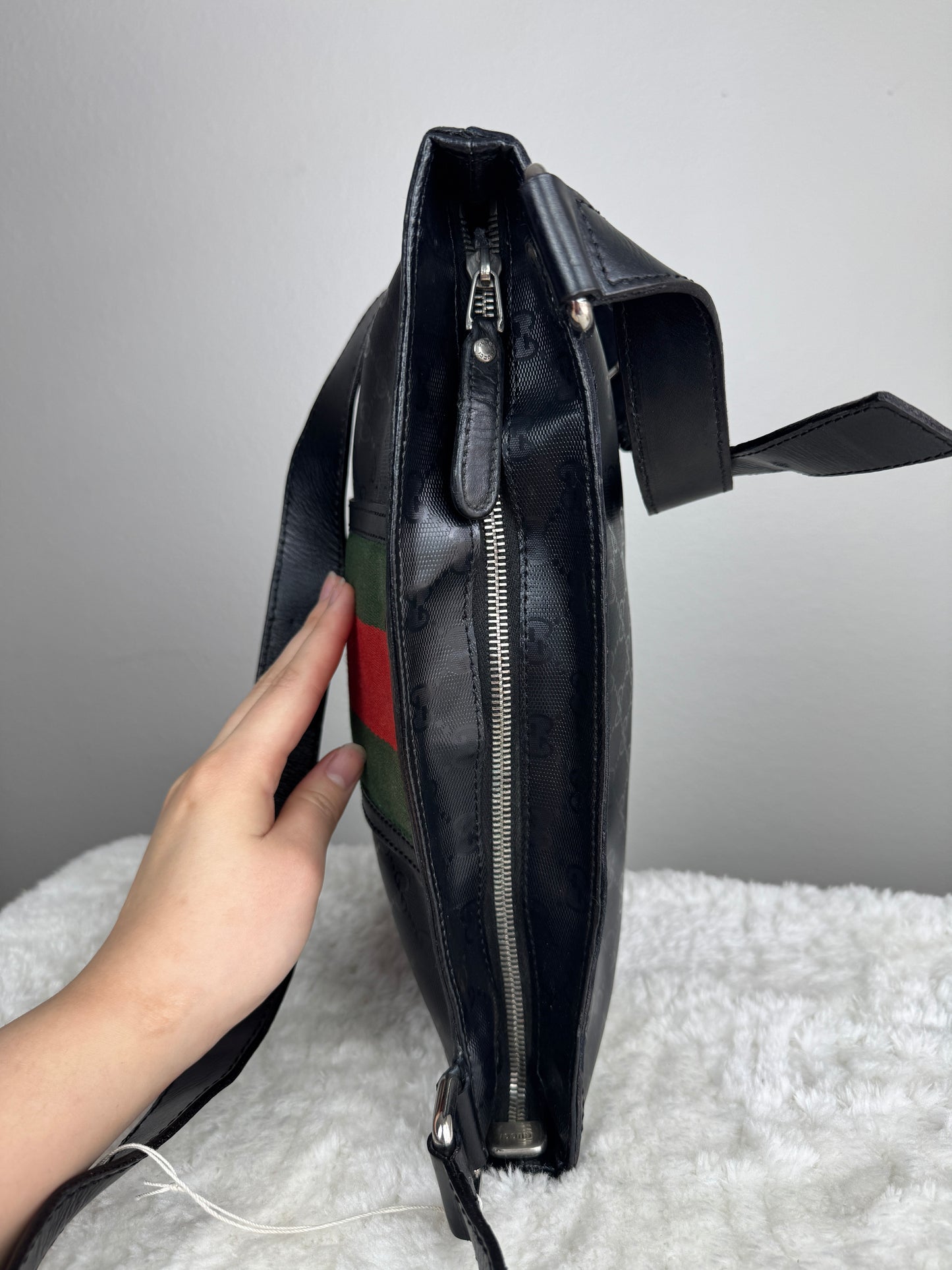 GUCCI Web Flat 500 Messenger GG Imprime Medium Black