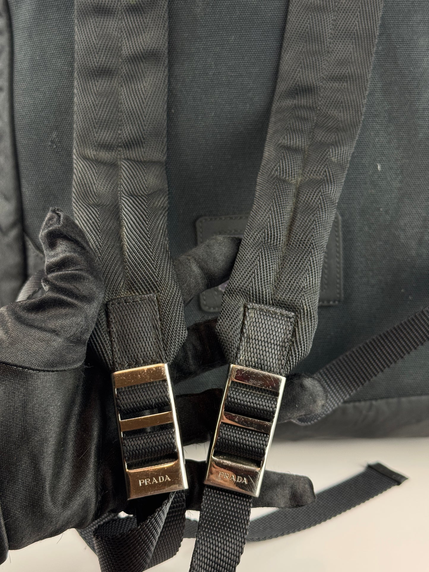 PRADA Tessuto Nylon Montagna Double Buckle Backpack Black