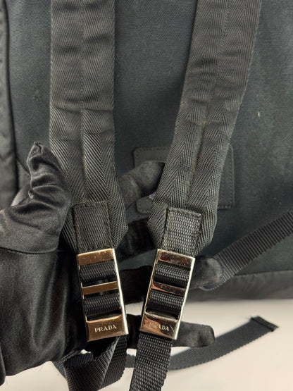PRADA Tessuto Nylon Montagna Double Buckle Backpack Black