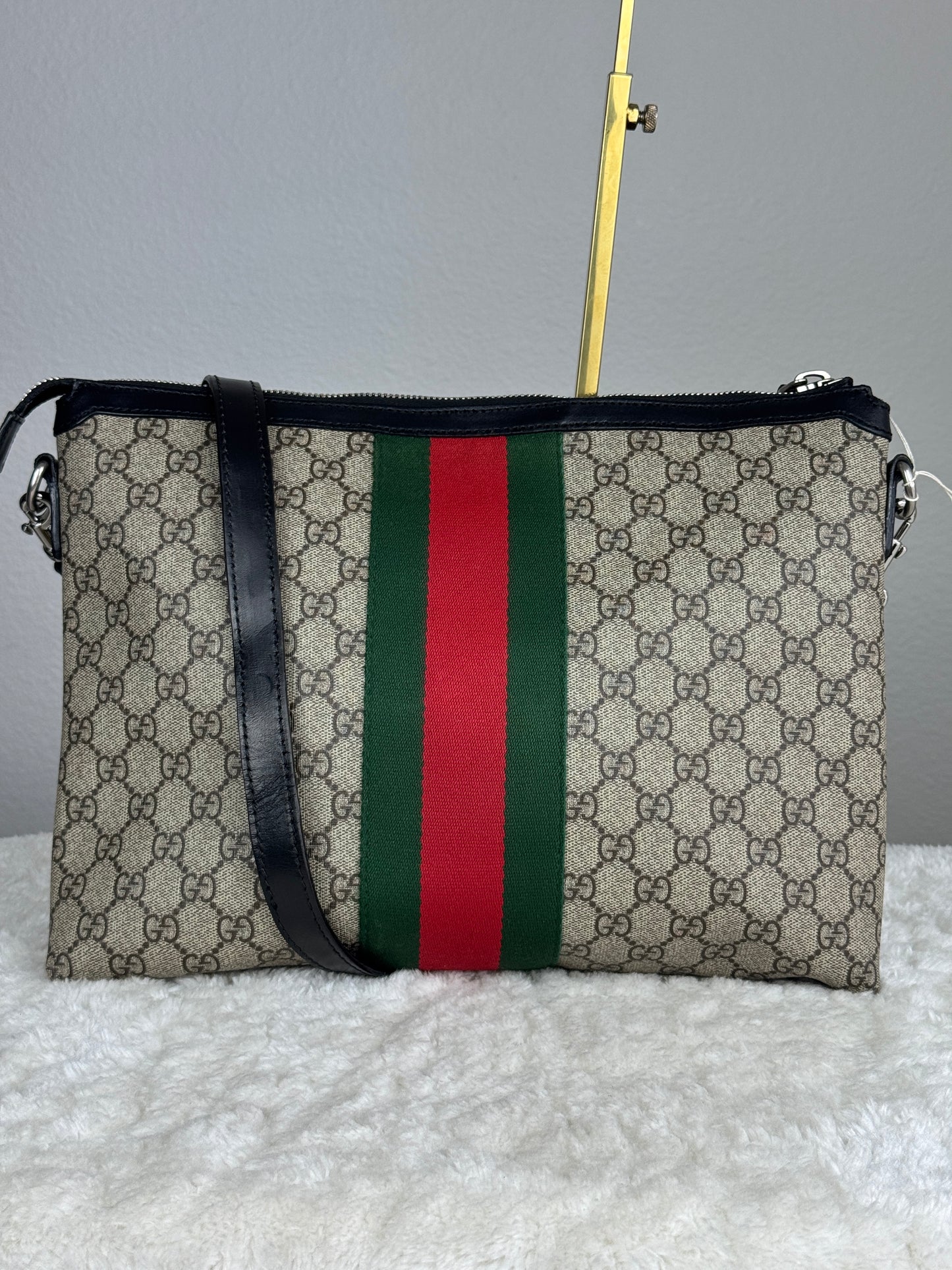 GUCCI Web Messenger Bag GG Coated Canvas Large