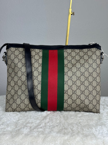 GUCCI Web Messenger Bag GG Coated Canvas Large