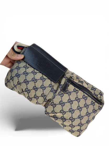 Gucci Vintage Double Belt Bag GG Canvas