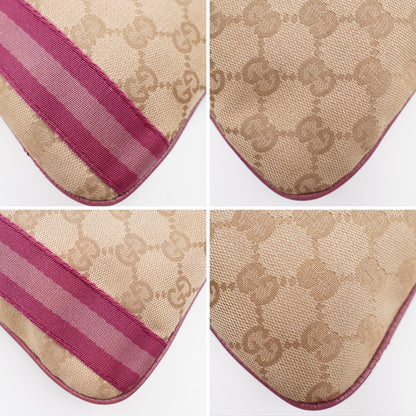 Gucci web Flat Crossbody pink