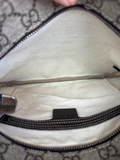 GUCCI Flat Mini Crossbody GG Supreme Coated canvas Brown