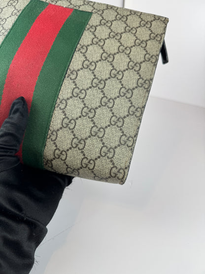 Gucci Web Clutch GG Supreme Coated  Canvas