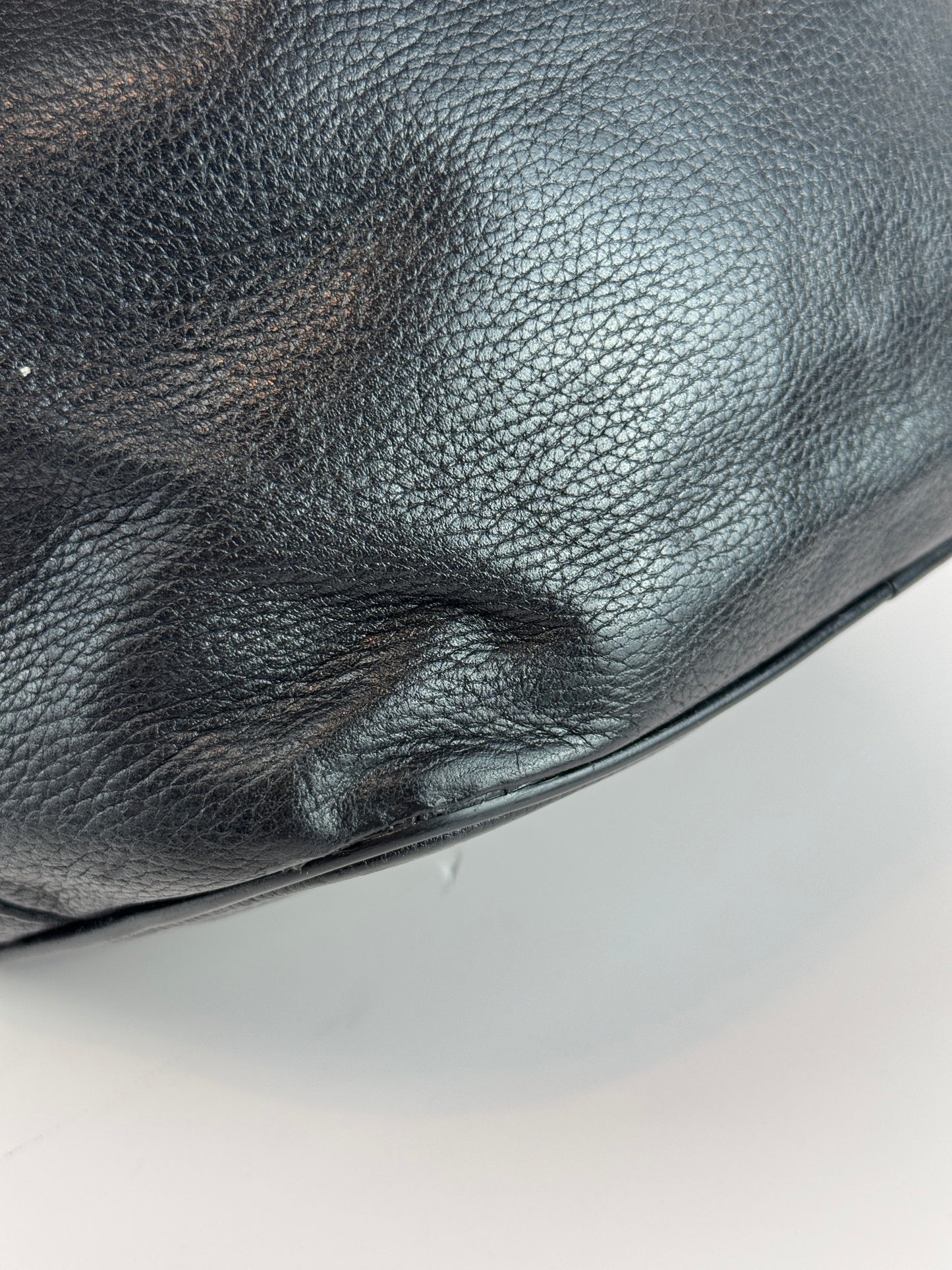 MCM Black Leather Drawstring Bucket bag