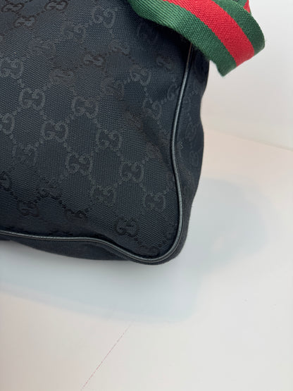 GUCCI Web Flap Messenger GG Canvas Black