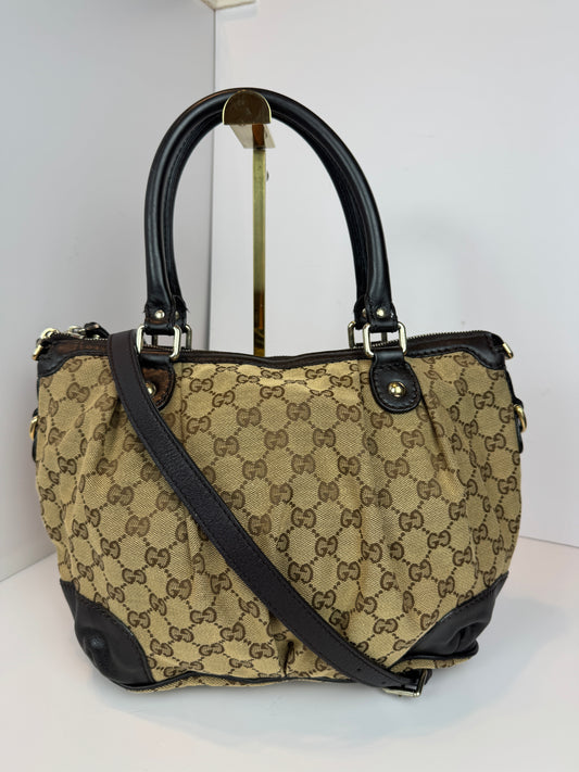 GUCCI Sukey Crossbody GG Canvas Brown
