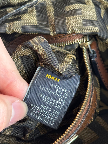 FENDI Pleated Zucca Canvas Shoulder bag