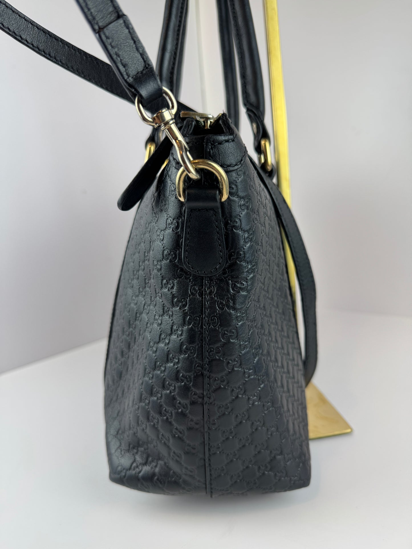 Gucci Soft Microguccdssima small Zippered Satchel Black
