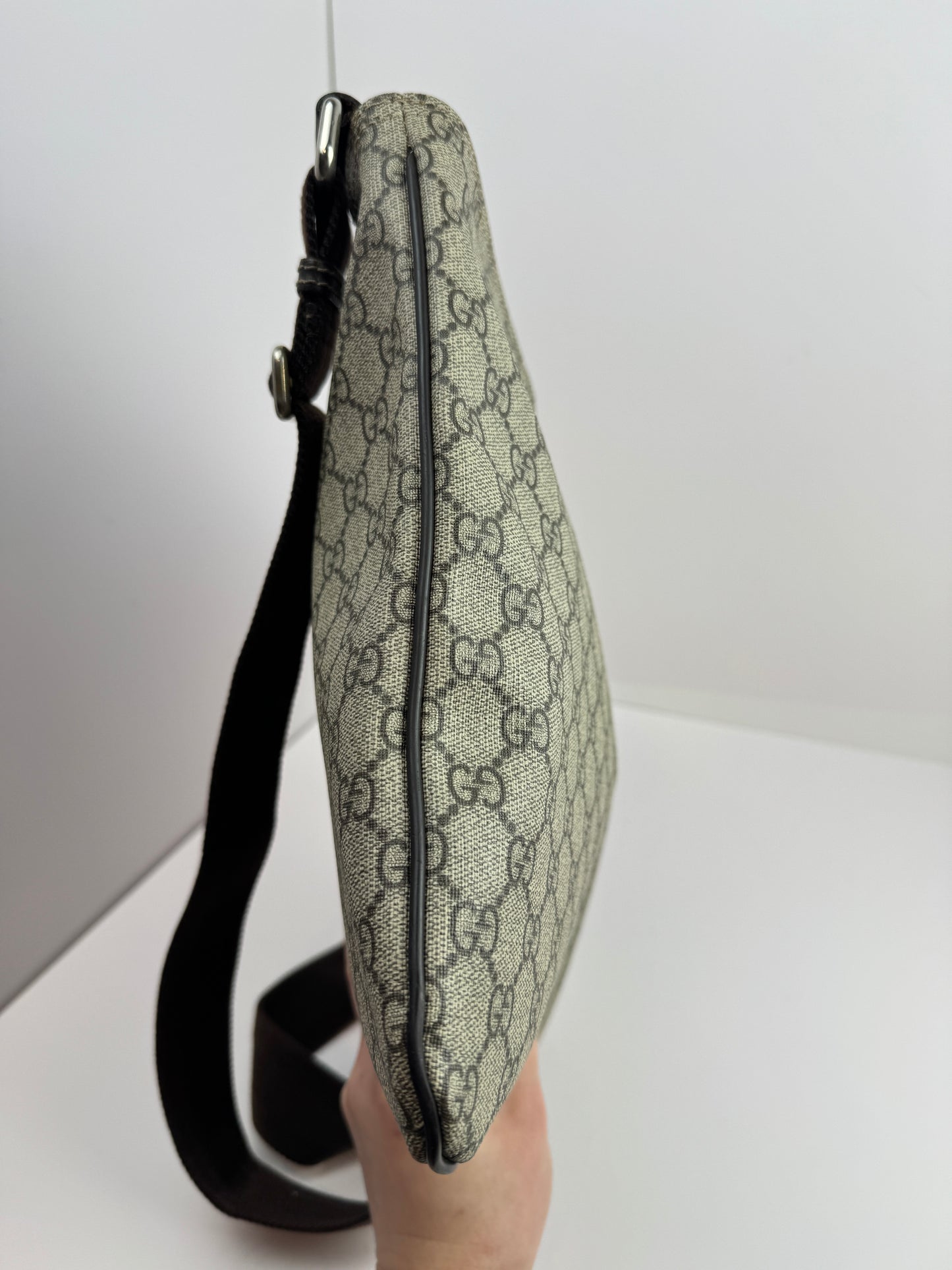 Gucci Flat Zip Top Messenger Coated Canvas Brown