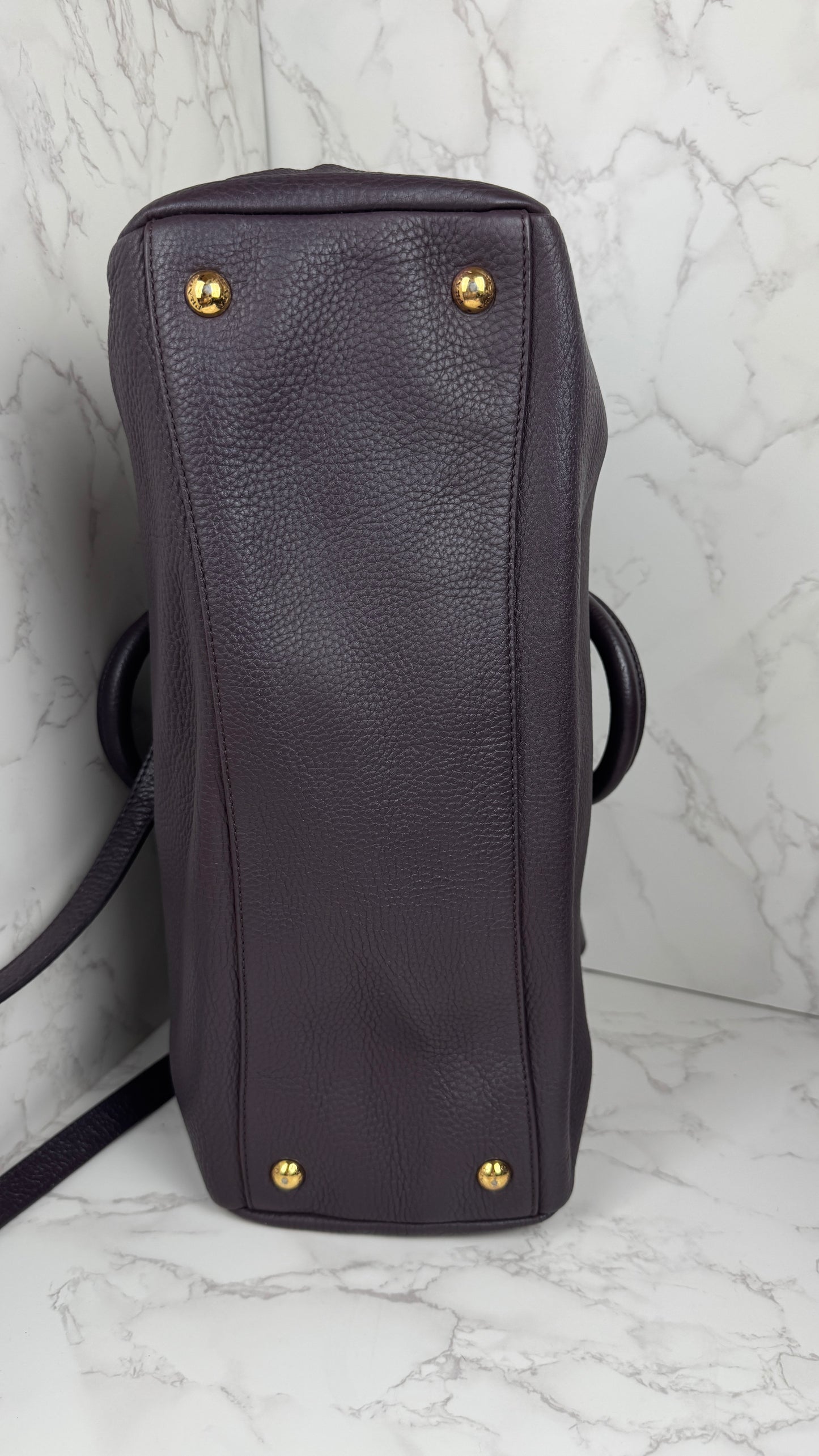 Prada Vitello Daino Leather Bauletto Purple