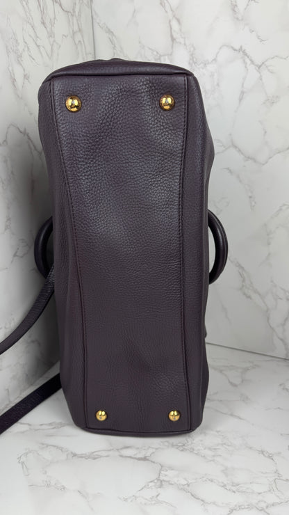 Prada Vitello Daino Leather Bauletto Purple