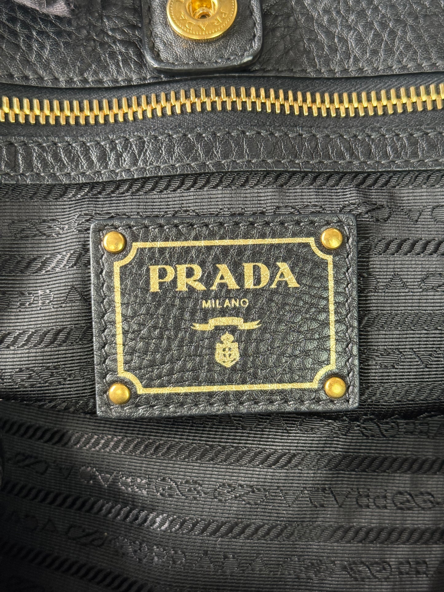PRADA Vitello Daino Double Pocket Leather Black