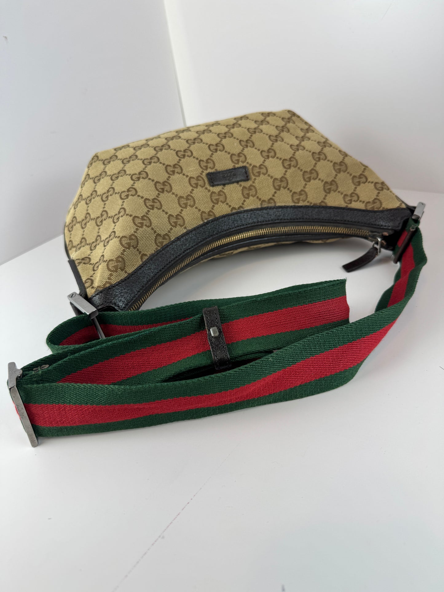 Gucci Web Halfmoon GG Canvas Medium
