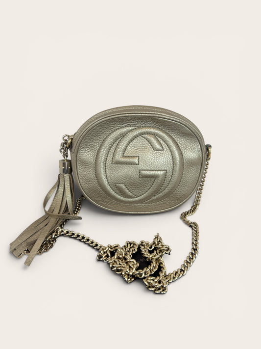 GU01👜 Gucci Soho Disco Bag metallic Gold (COA included)