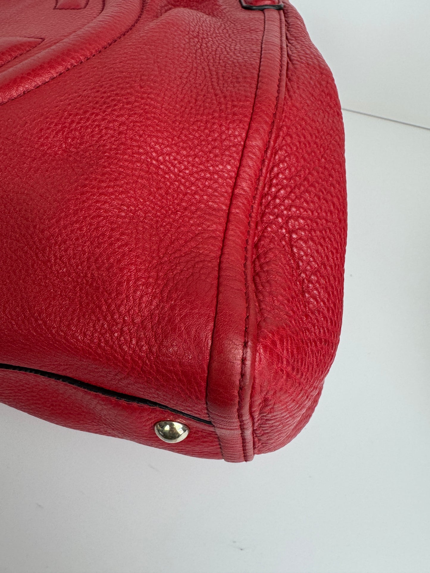 Gucci Red Soho pebbled leather hobo with tassel